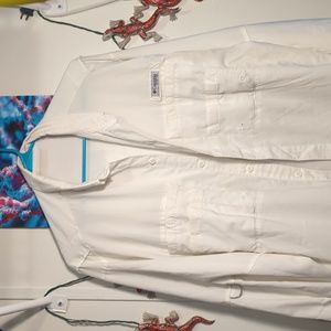 Columbia PFG white well used button down shirt